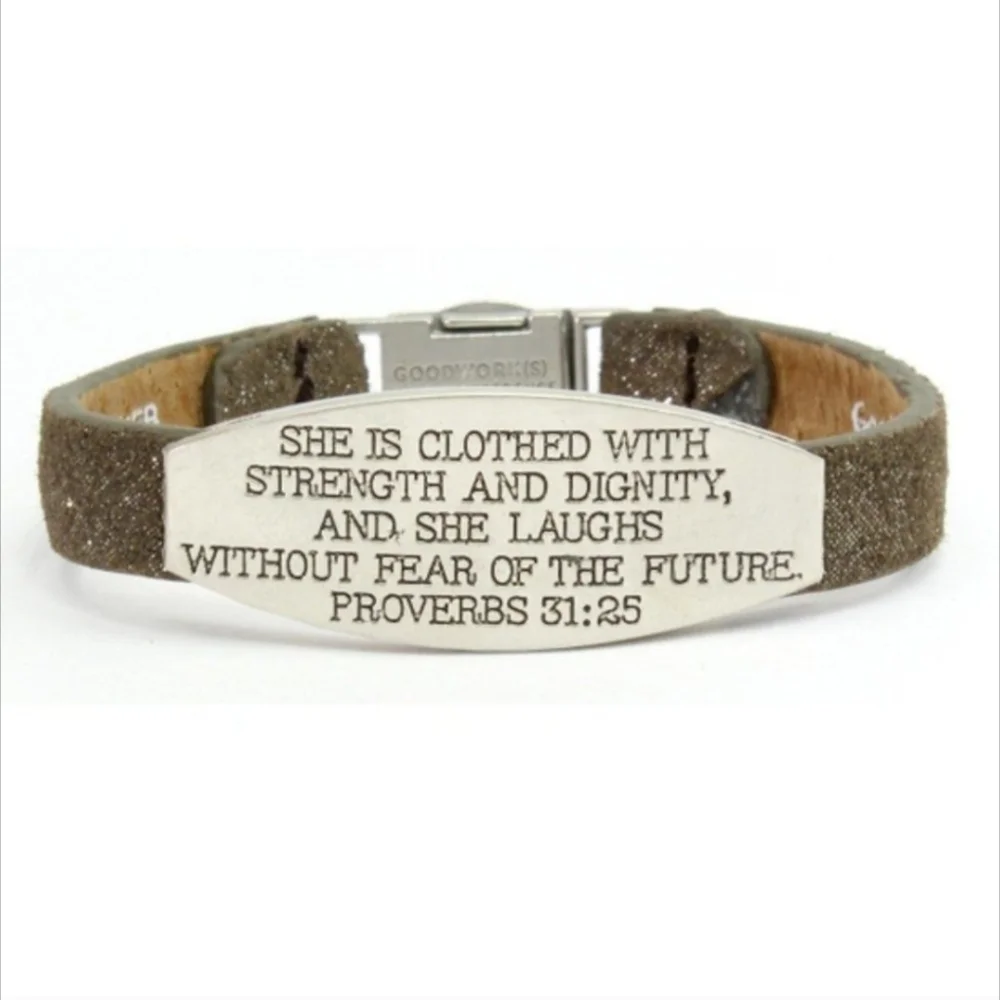 Faith-Inspired Leather Bracelet  Proverbs 31:25  Strength & Dignity  Gift-Ready